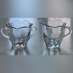 Vintage Duncan & Miller Canterbury Heavy Pressed Clear Scalloped Creamer & Sugar
